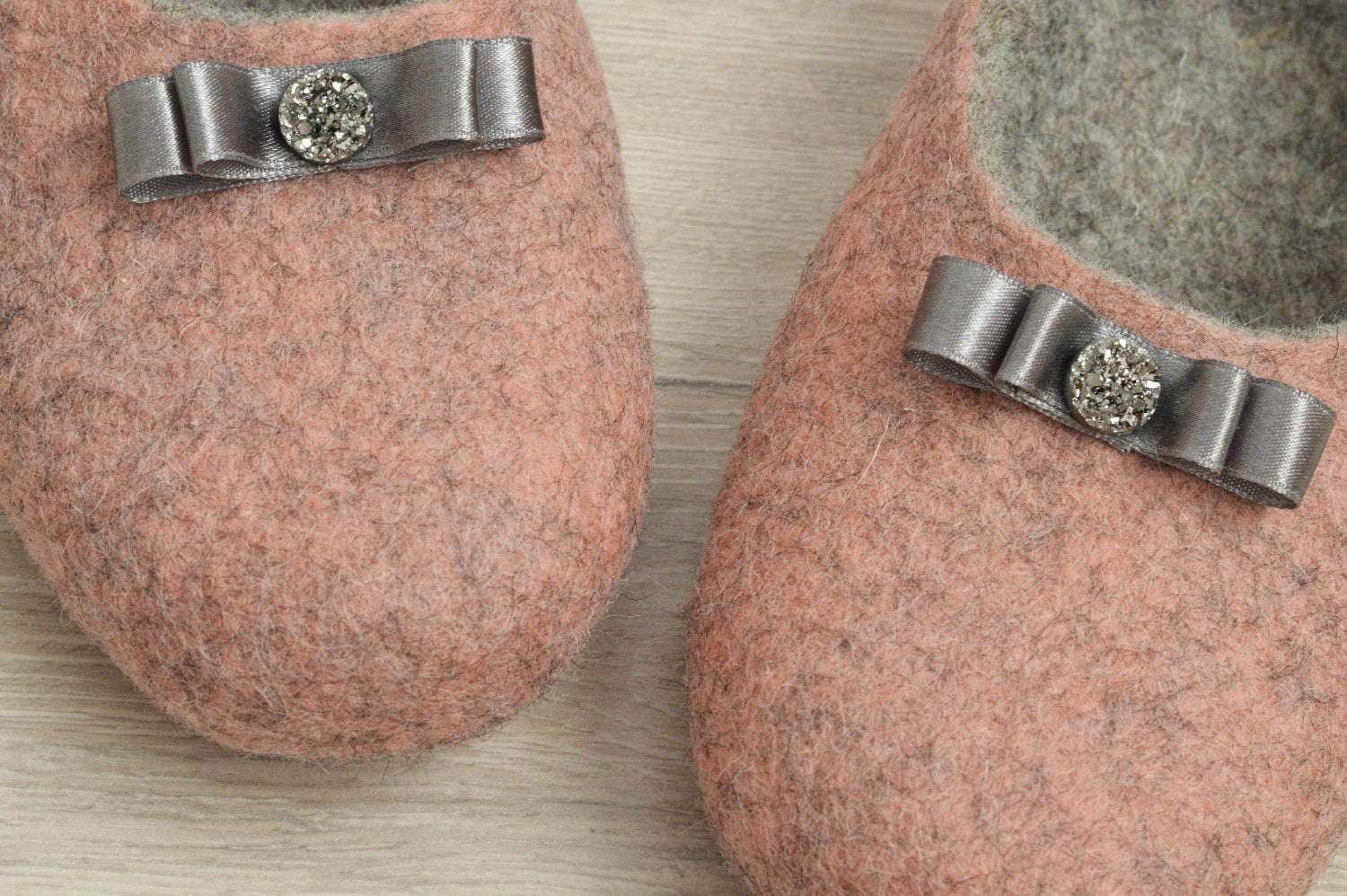 Pink Women Slippers - Felted Flat Ballerinas - Home Soul