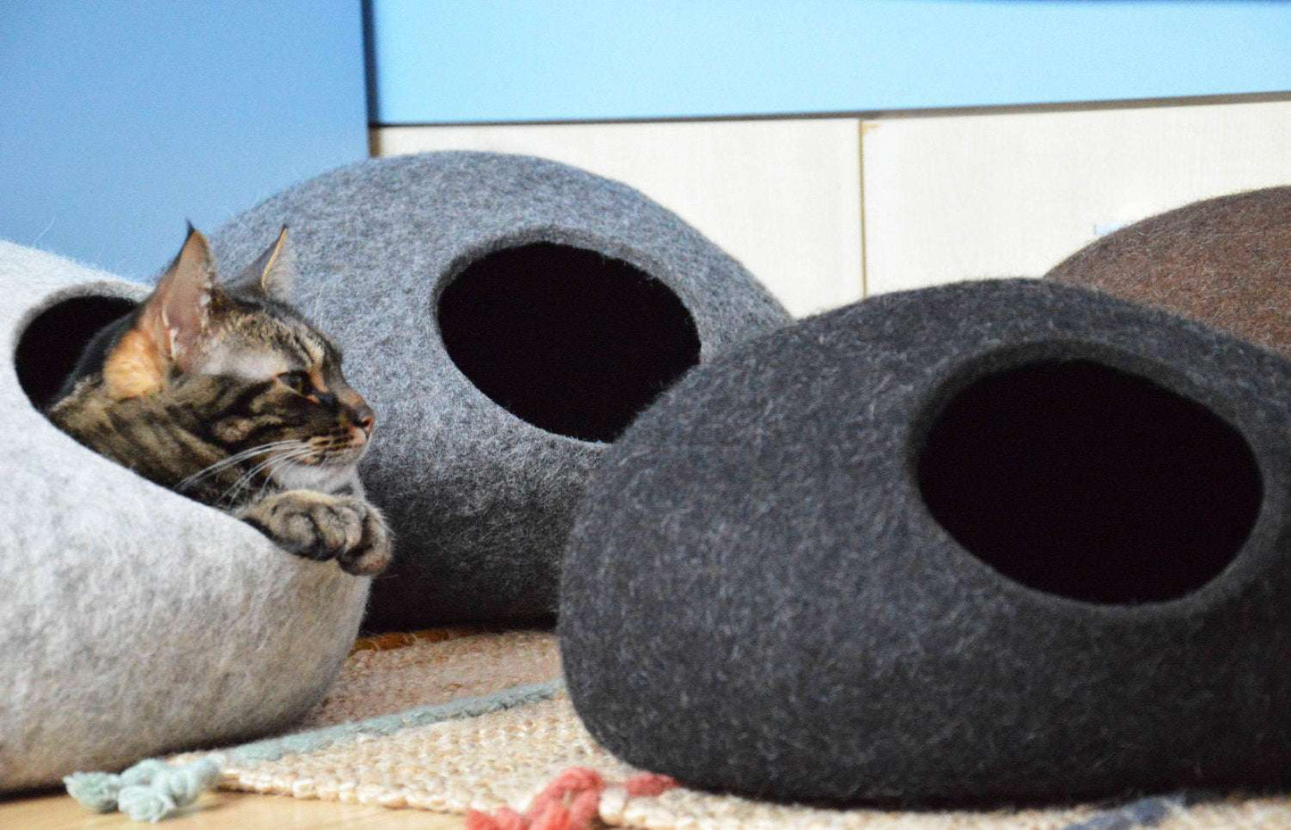 Natural Wool Pet Bed - Modern Cat Cave - Home Soul