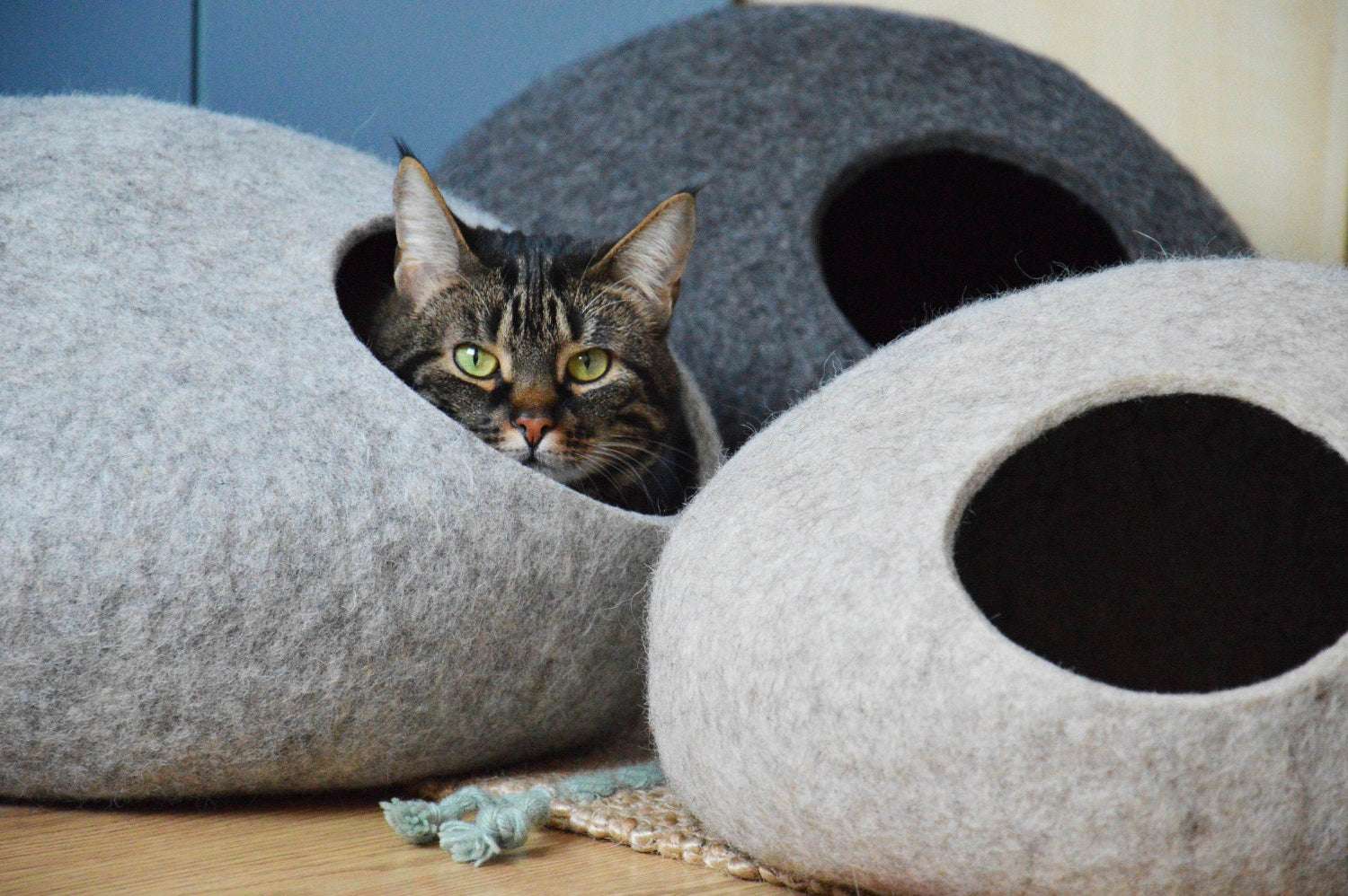 Natural Wool Pet Bed - Modern Cat Cave - Home Soul