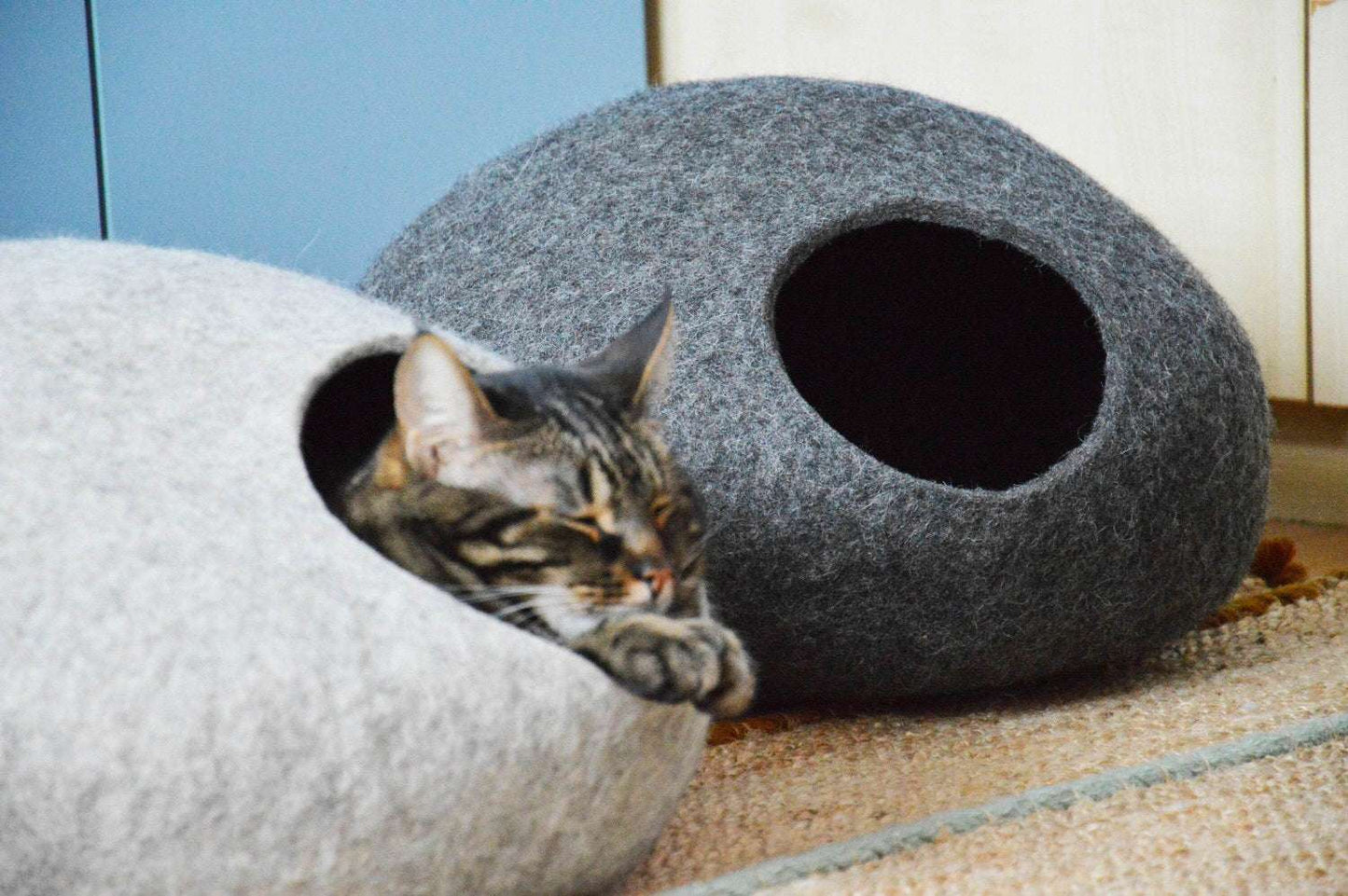 Natural Wool Pet Bed - Modern Cat Cave - Home Soul