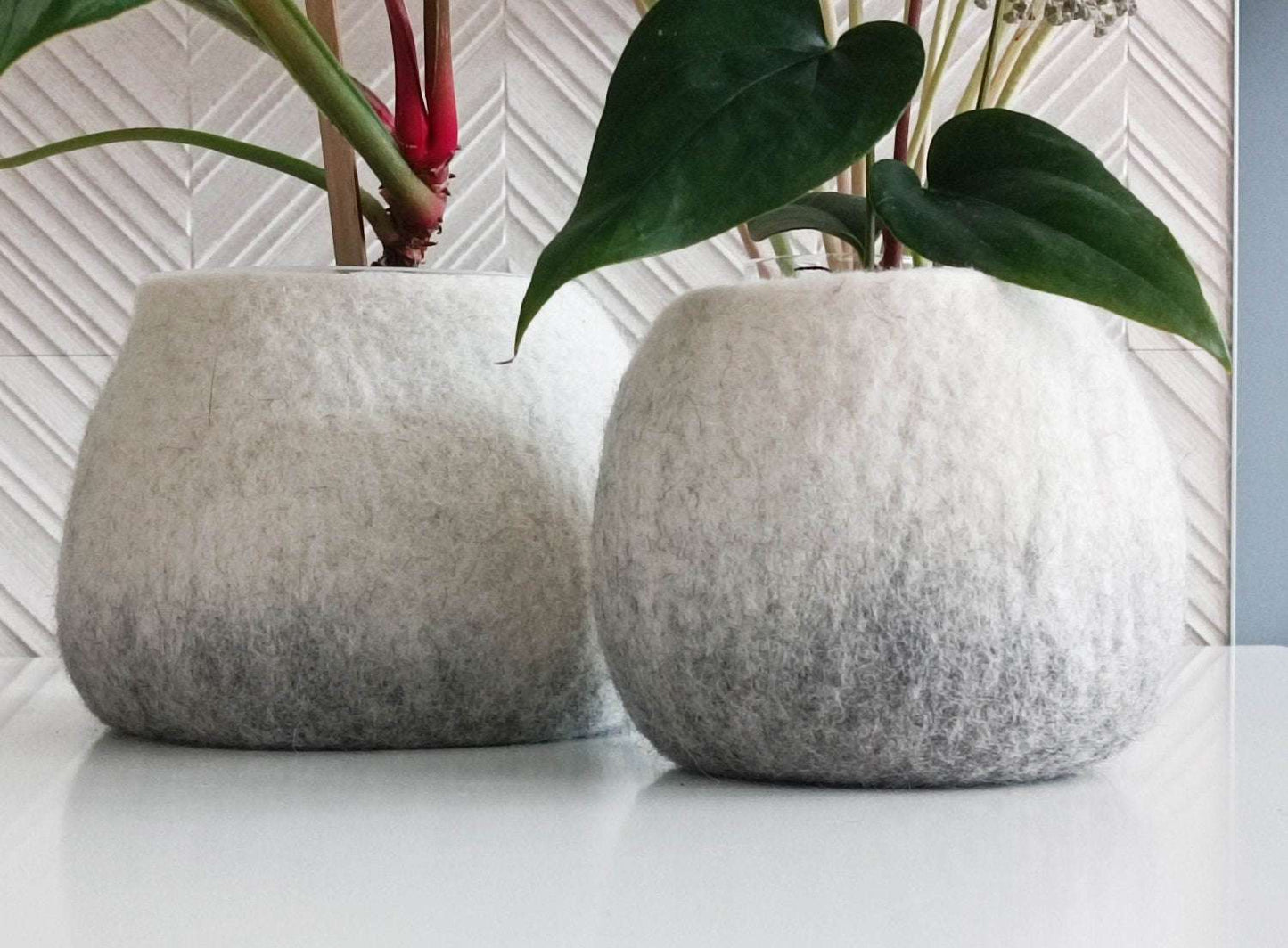 Felted Flower Planter - Scandinavian Design Pot - Home Soul
