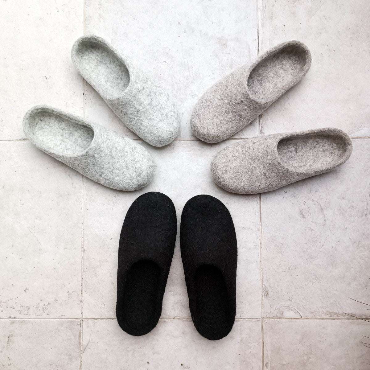 Eco-Friendly Grey Men's Slippers - Sustainable Wool - Home Soul