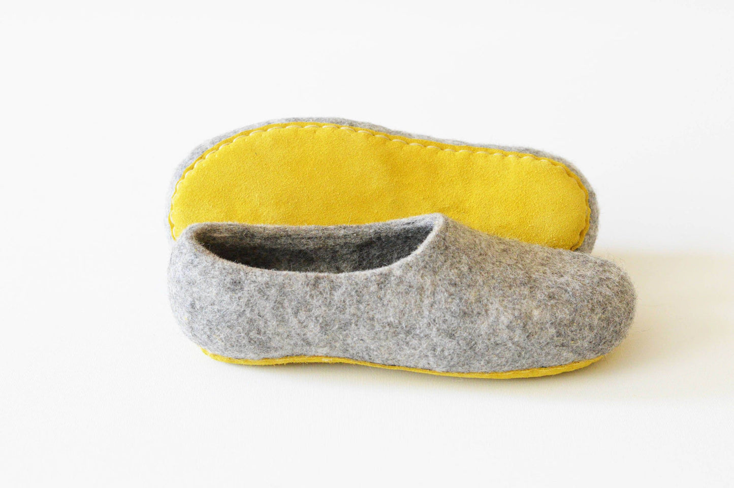 Light Grey Eco-Friendly Wool Slippers - House Shoes - Home Soul