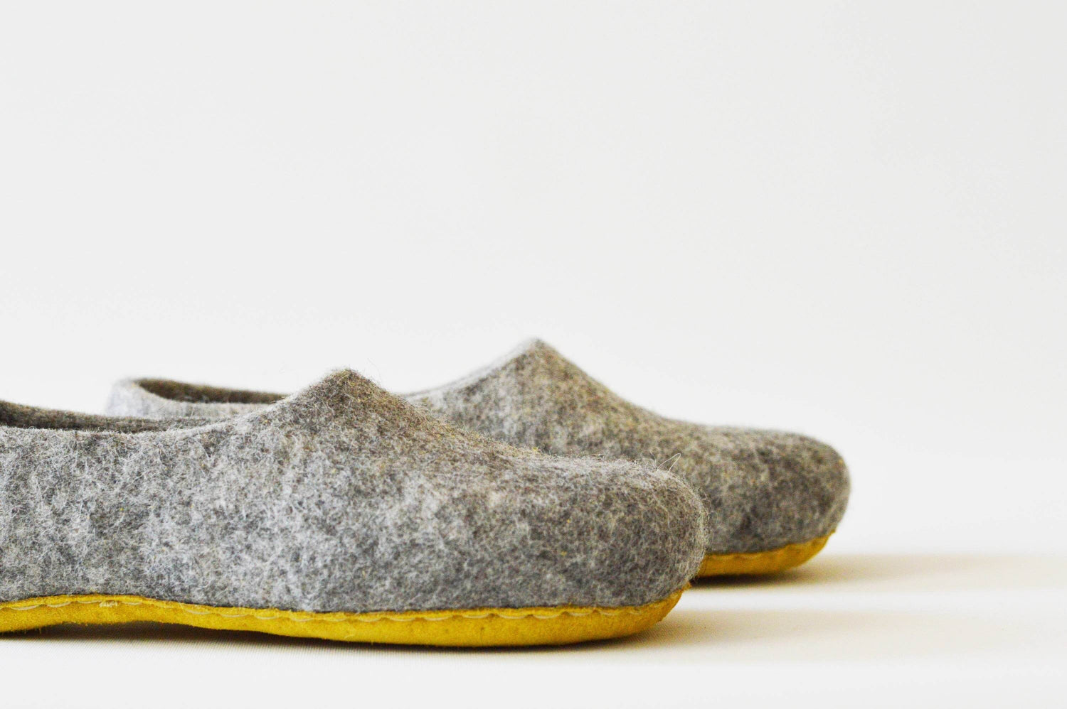 Light Grey Eco-Friendly Wool Slippers - House Shoes - Home Soul