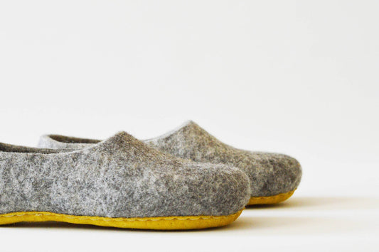 Light Grey Eco-Friendly Wool Slippers - House Shoes - Home Soul