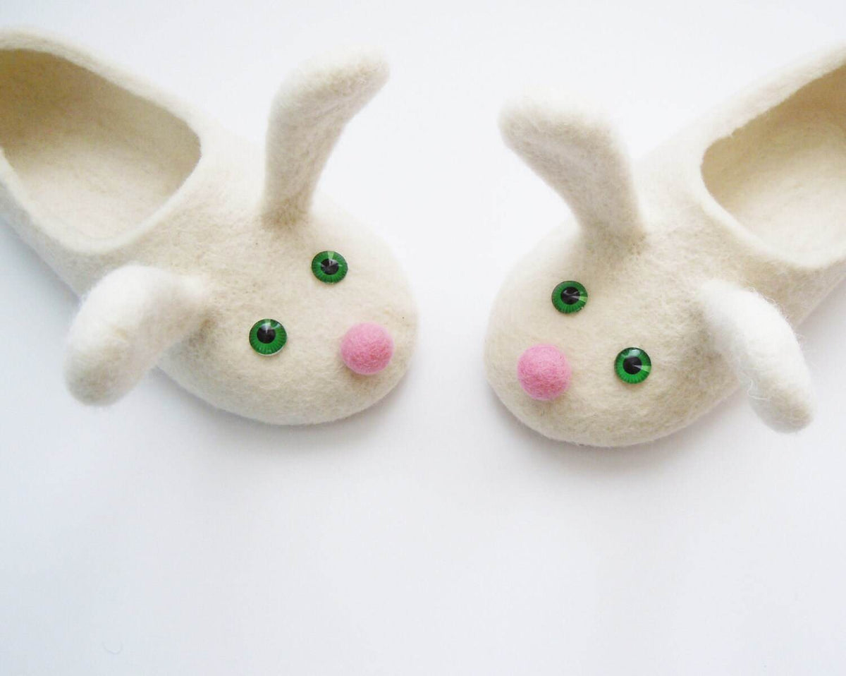 White Bunnies Kids Slippers - Cute Animal Shoes - Home Soul