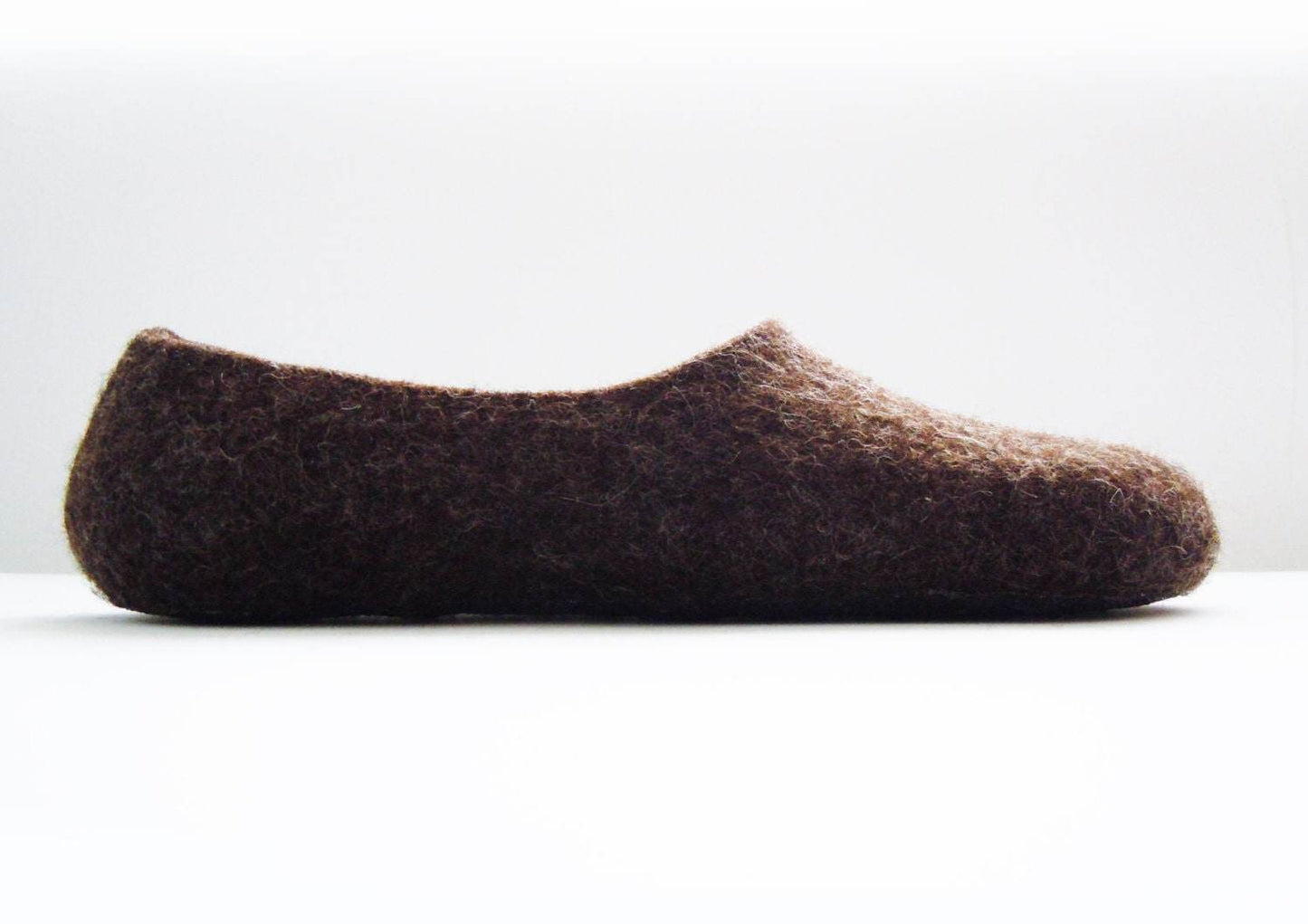 Eco friendly natural chocolate brown color hand made felted slippers - Home Soul