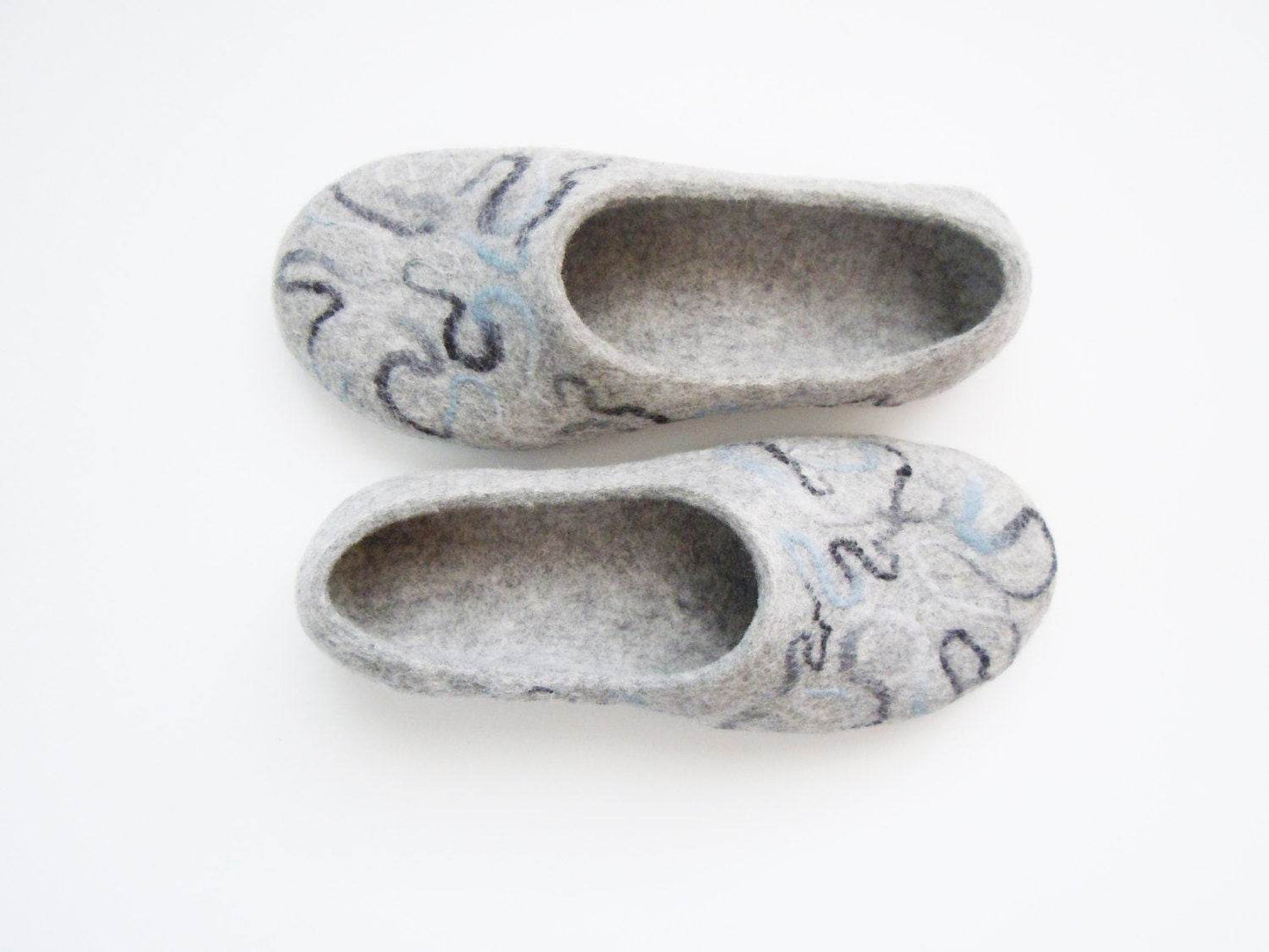 Felted wool slippers Zigzag lines - Home Soul