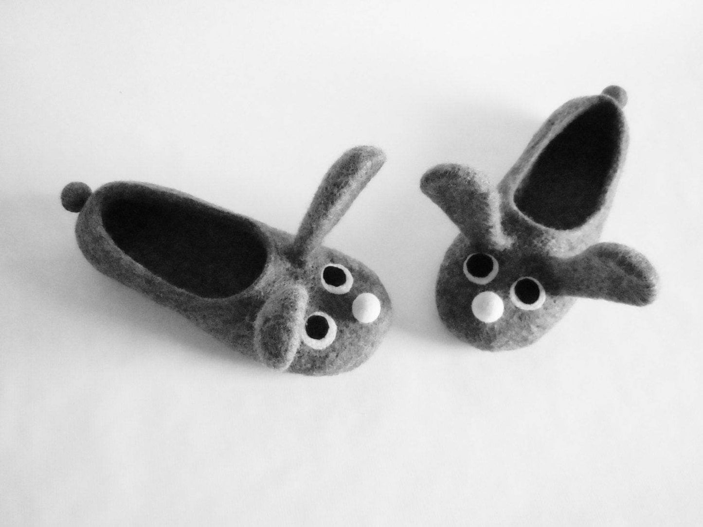 Two bunnies. Felted adult size slippers - Home Soul