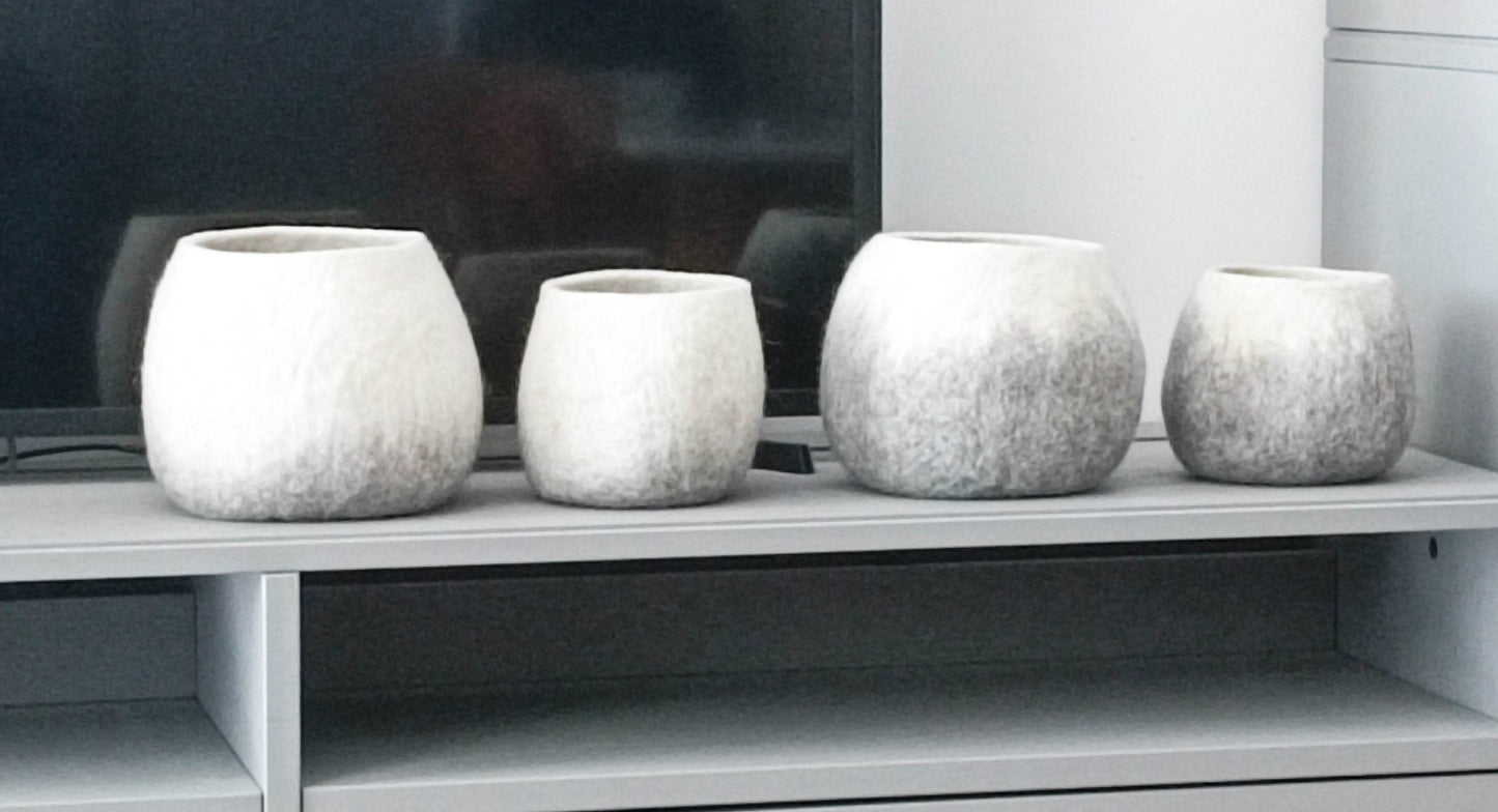 Felted Flower Planter - Scandinavian Design Pot - Home Soul