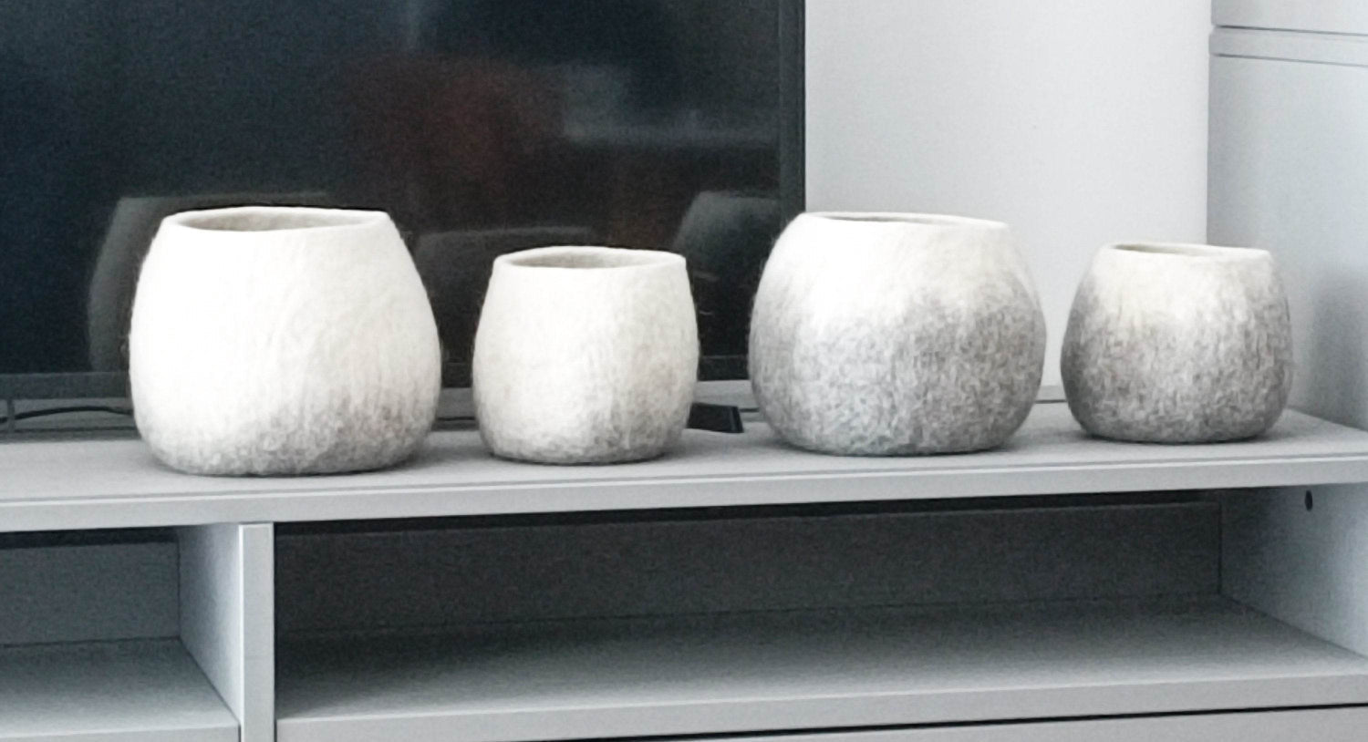 Felted Flower Planter - Scandinavian Design Pot - Home Soul