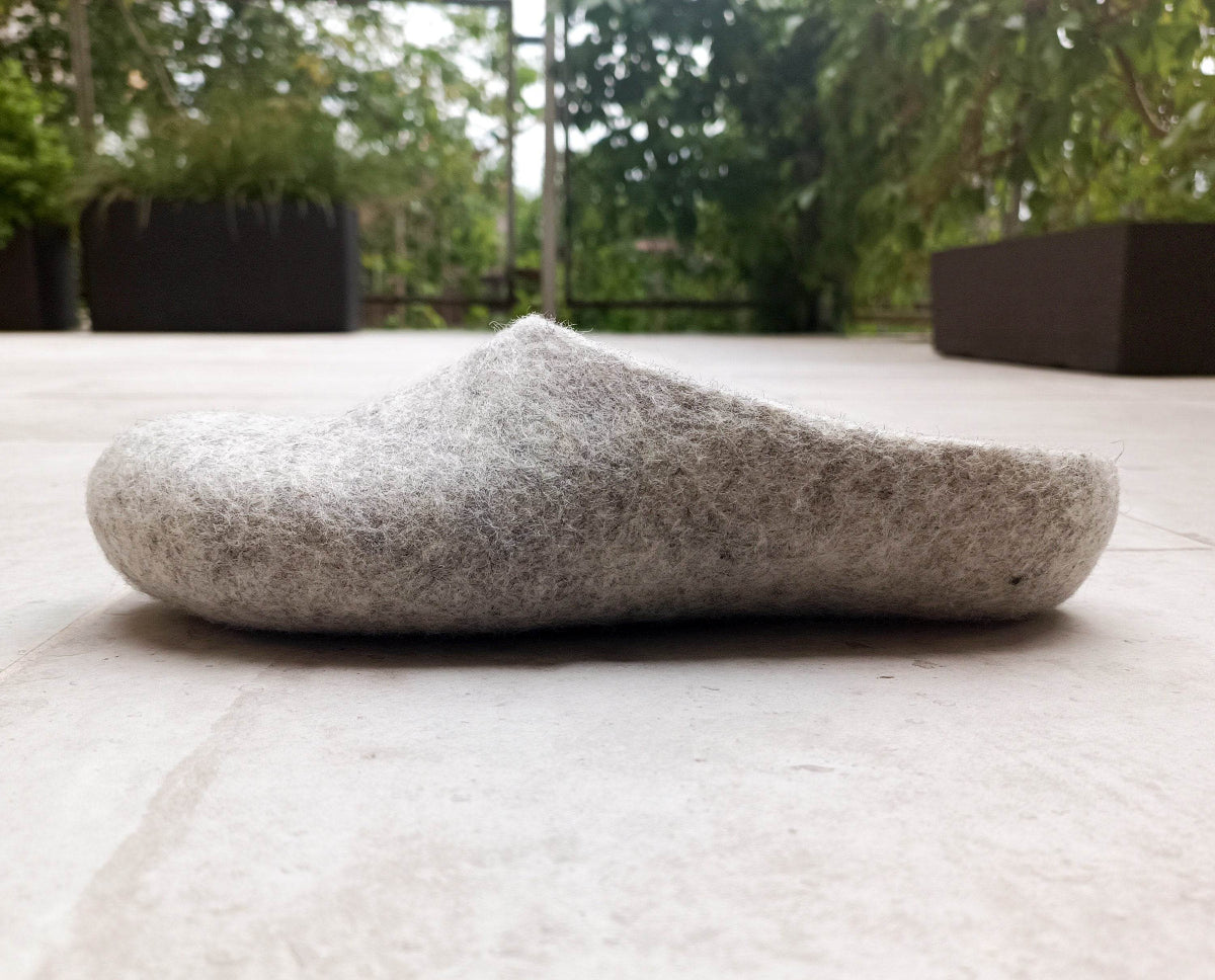 Eco-Friendly Grey Men's Slippers - Sustainable Wool - Home Soul